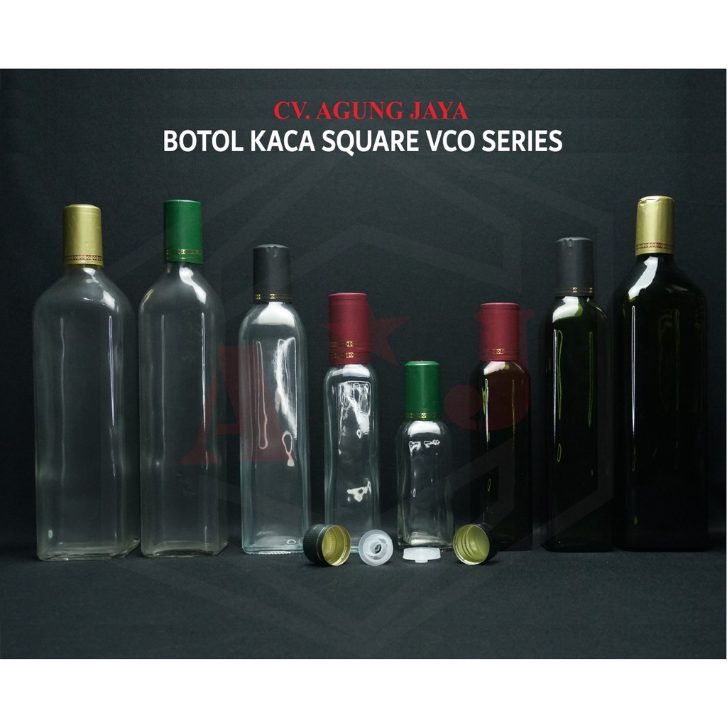 Botol Kaca Square/Botol Vco/Botol Kaca Kotak Madu/Sirup 150 Ml/250 Ml/500 Ml/Yk
