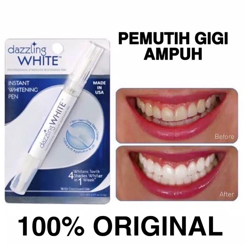 CAIRAN GEL PEMUTIH GIGI AMPUH DAZZLING WHITE PEN ORI TEETH WHITENING BEHEL GIGI HASIL PERMANEN