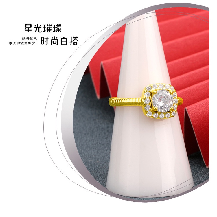 Ornamen Cincin Berlian Warna Emas Gaya Eropa Amerika Korea Untuk Pasangan