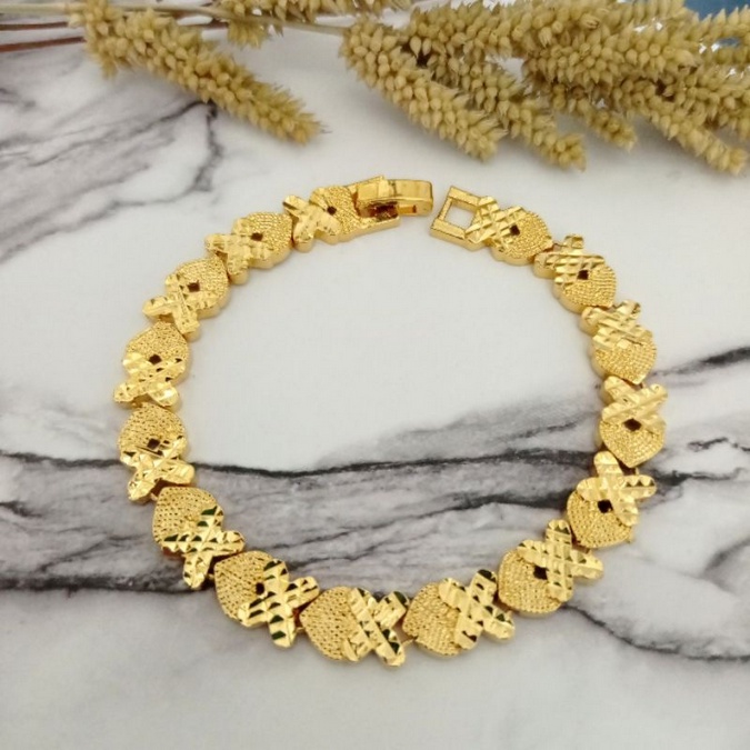 Gelang Tangan Motif Ikan Titanium Lapis emas 24k