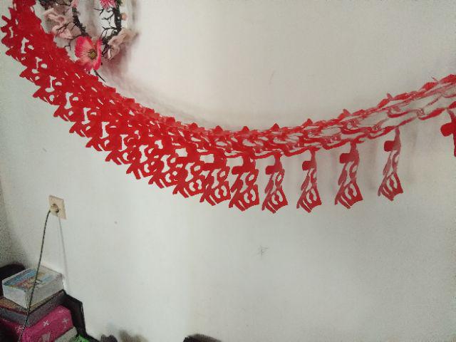 Garland Fuk 3meter Murah Kaki Naga Dekorasi Rumah Cafe Imlek Fuk Hoki Murah Pita Merah