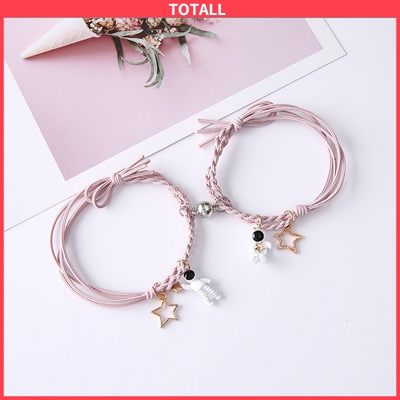 2 Pcs Gelang Couple Magnet Astronot Desain Gelang Tali Karet Magnet Untuk Pria Dan Wanita Gelang Magnet Couple COD Gelang