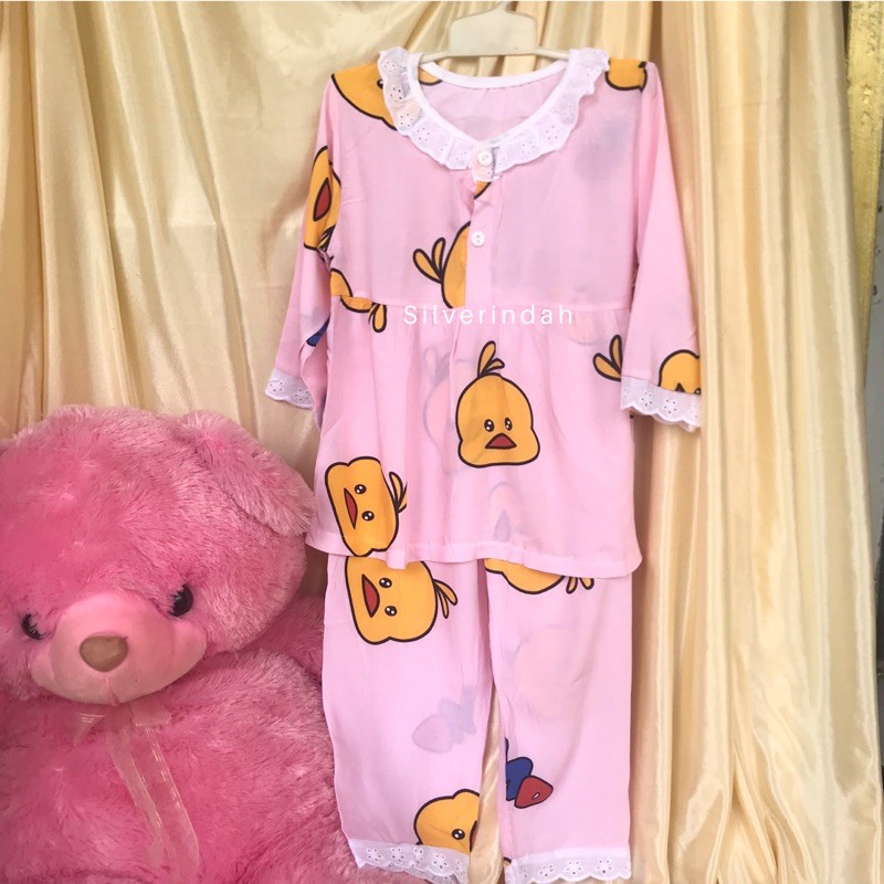 piyama renda anak import / piyama rayon