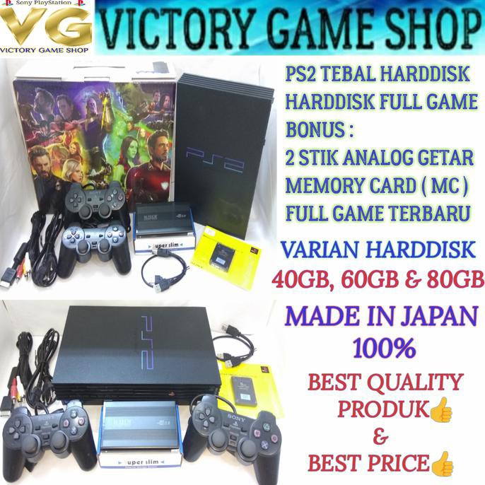 PROMO HARI INI  PS2 PS 2 FAT SONY PLAYSTATION 2 + HARDDISK HDD + 2 STIK ANALOG KOMPLIT - Empat