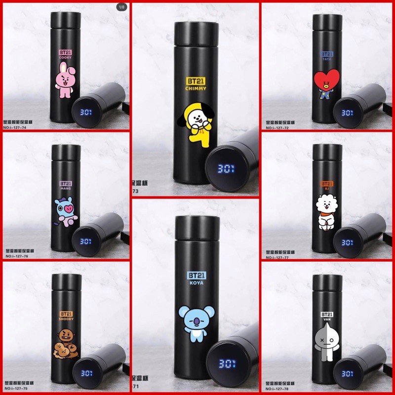[PREMIUM] Smart Tumbler LED BT21 BTS BLACKPINK/ Botol minum termos tahan panas dingin 12jam BT21 BTS