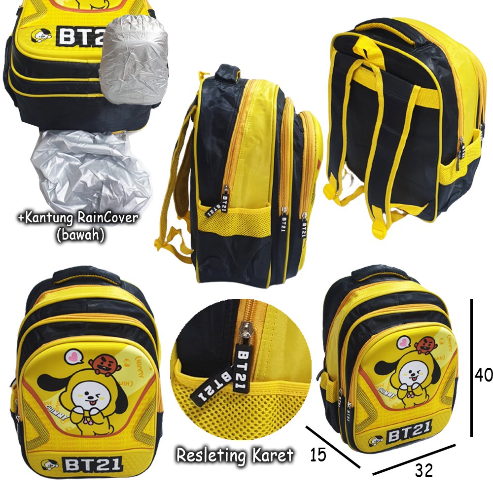 FREE RAIN COVER - TAS SEKOLAH ANAK SD 16inch GAMBAR KARTUN 3RESLETING TIMBUL IMPORT