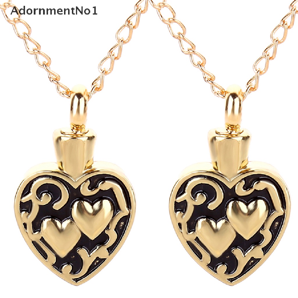(AdornmentNo1) Kalung Rantai Dengan Liontin Hati Bahan Stainless Steel Untuk Abu Kremasi