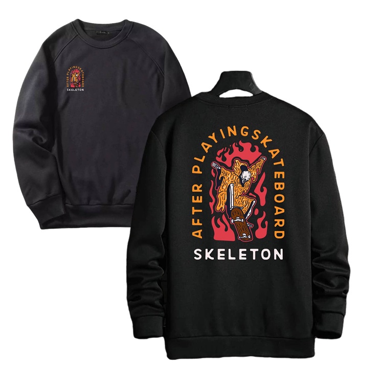 Skeleton Crewneck Sweater Fleece Size M - XXL