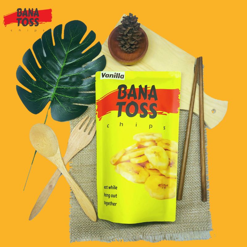 

keripik pisang varian rasa vanilla Banatoss Chips camilan kekinian makanan ringan