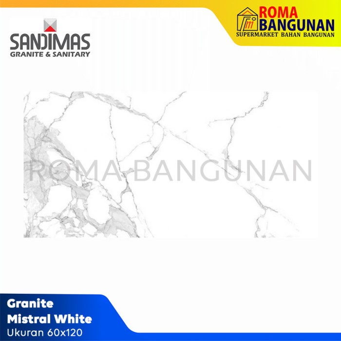 Granite / Granit Tile Lantai Dinding Sandimas Mistral White 60X120