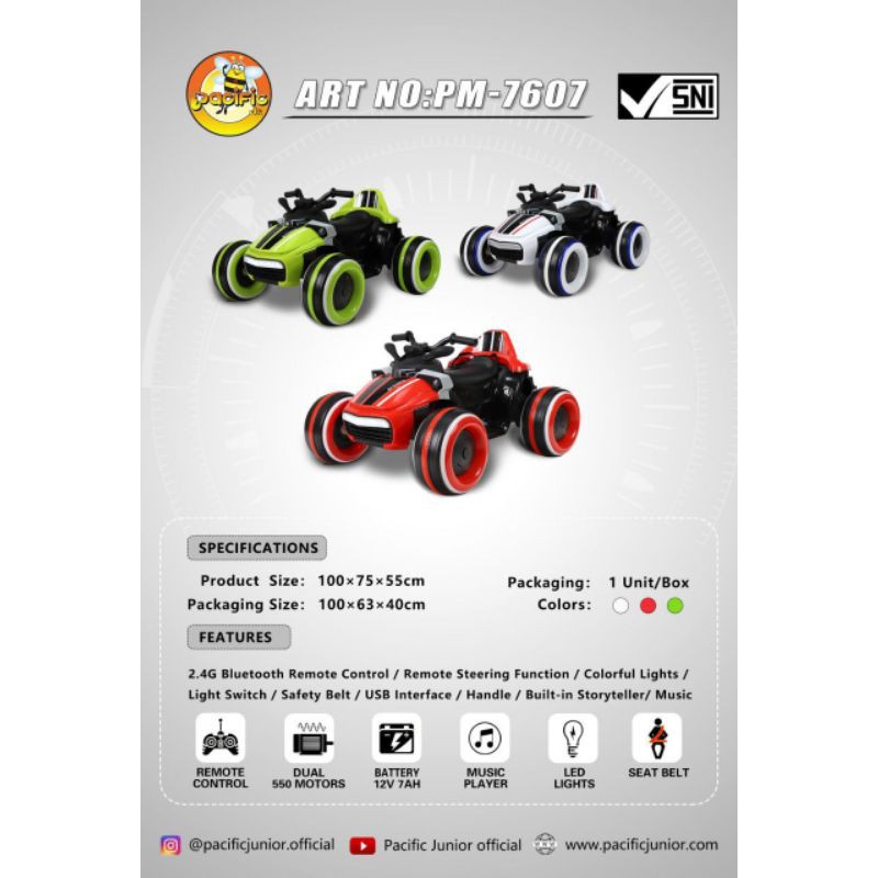 Mobil Accu Anak Pacific PM-7607 Model Terbaru