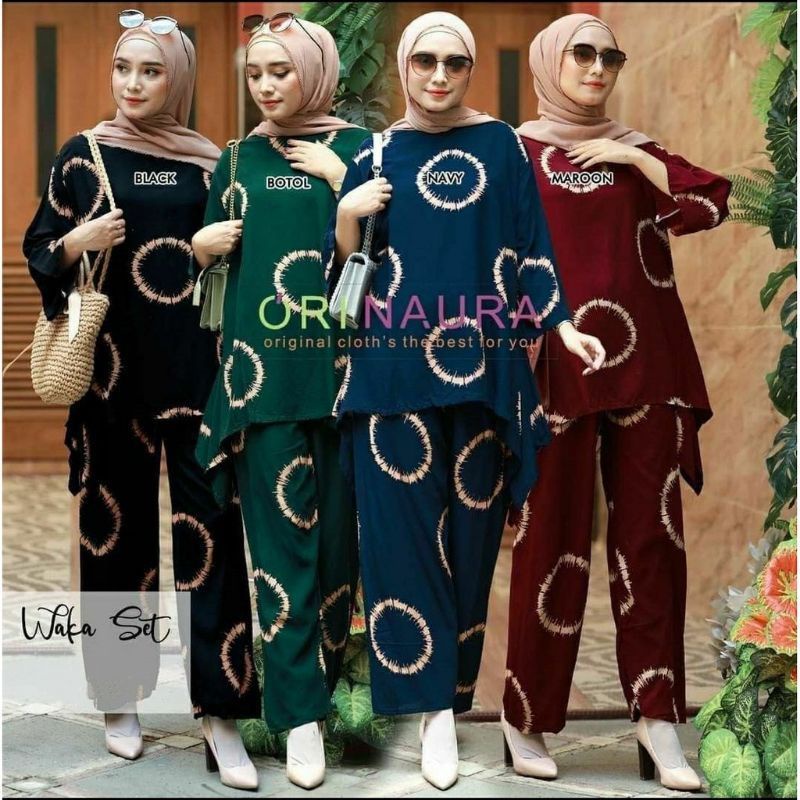 ORI NAURA SEKTA SET CP WAKA KAIN RAYON BAGUS DIJAMIN BAHAN HALUS LEMBUT  SETELAN RAYON JUMBO