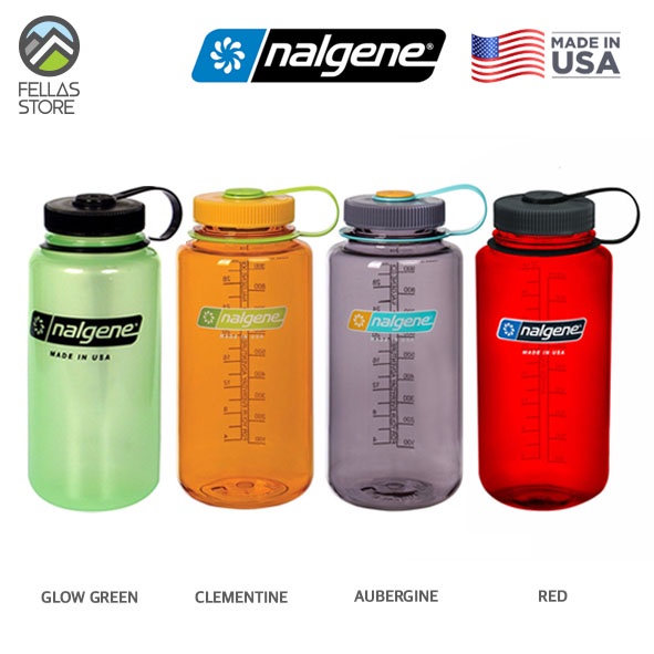 Nalgene Wide Mouth Tritan - Glowgreen, Clementine, Aubergine, Red