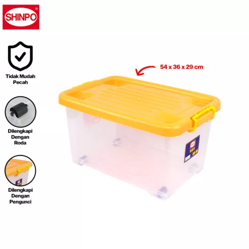 DM - Shinpo Container Box Cb 45 Liter sip 111 + Roda | Contener Kontener Kontainer Box Penyimpanan Serbaguna Plastik Tebal