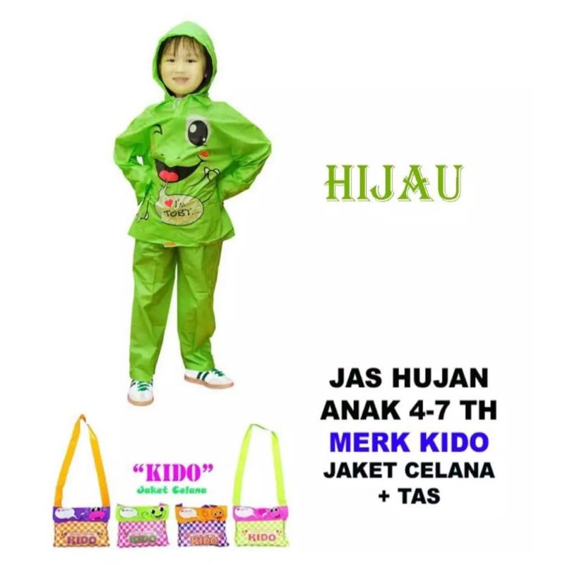 Jas hujan anak Laki laki Kido 4 - 7 Tahun Jaket Celana Perempuan