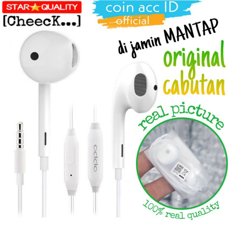 [CA] Headset/earphone OPPO original STEREO+BASS A12/A7/A5s/A71/A37f/A52/A92/A53/F9/F5/F7/F11 pro/F1s