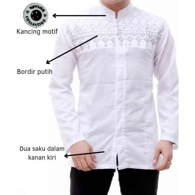 Baju Koko Putih Remaja/Dewasa Lengan Panjang