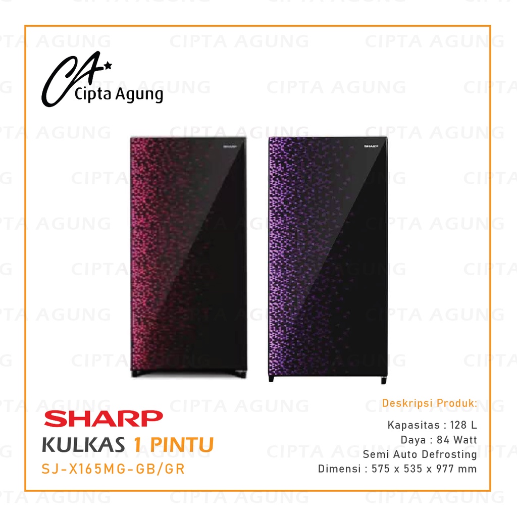 KULKAS 1 PINTU 128 L SHARP SJ-X165MG-GB/GR SJX 165 MG SJX165 [BDG]