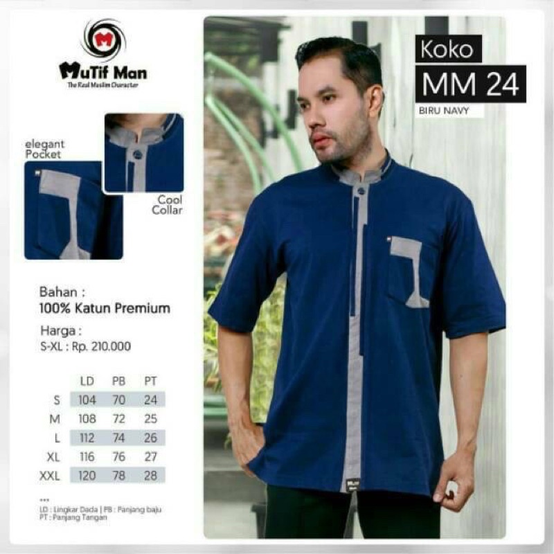 KOKO DEWASA LENGAN PENDEK|PROMO KOKO DEWASA|KOKO MURAH|BAJU KOKO DEWASA MUTIF MAN 024