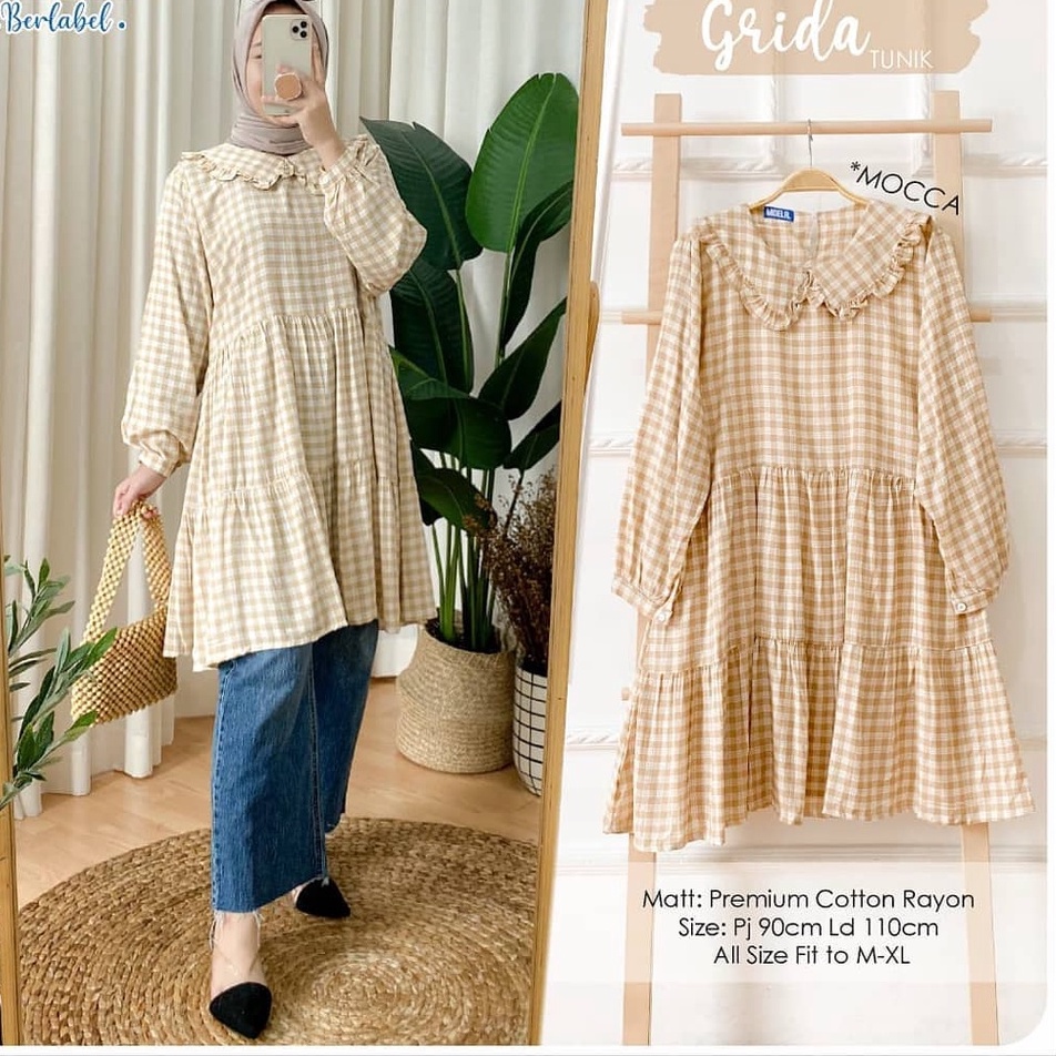 GRIDA TUNIK - ATASAN WANITA TERBARU LD 110 - BIGSIZE - TUNIK KOTAK - KOTAK PREMIUM -LONG TUNIK JUMBO