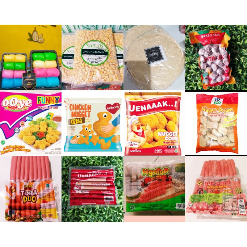 

Aneka Frozen Food / Pancake Durian / sosis / nuget / bakso / belfoods/ brownies durian / dreamy / milky durian / Kanzler / sate suki seafood