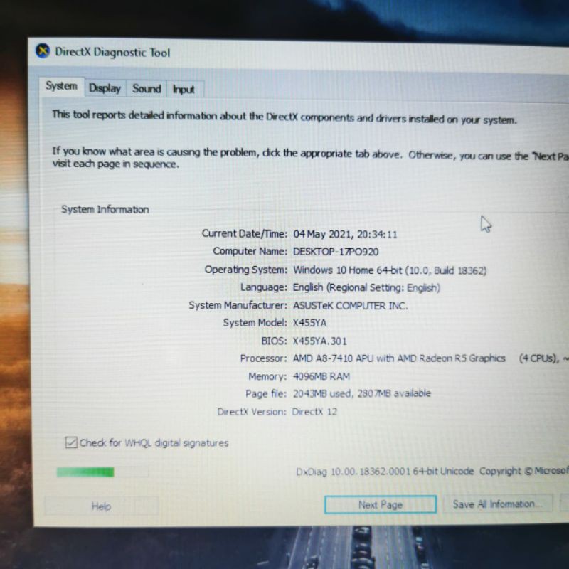 Laptop Asus X454Y Quadcore Amd A8-7410 Vga Amd radeon R5 graphic Ram 4GB HDD 500GB Windows 10 Gaming-7