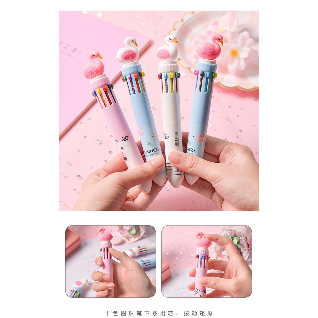 Pulpen 10 Warna KARAKTER Flamingo Unicom Lucu termurah Untuk Hadiah/stationery Sekolah office bagus