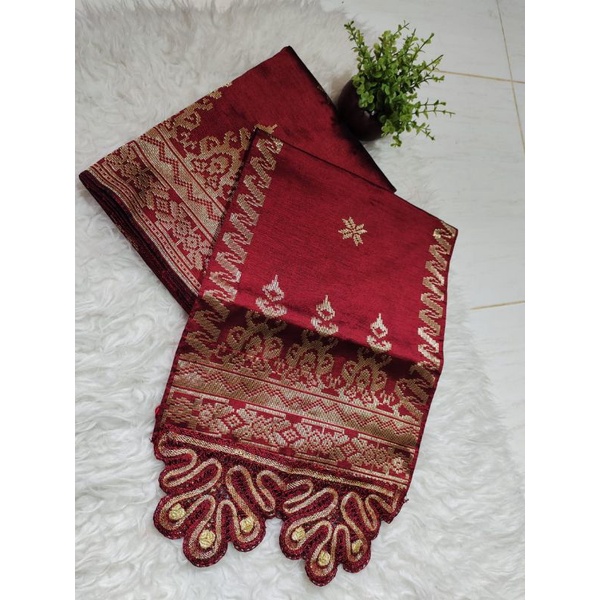 Songket Silungkang Padang warna marun gold rendo koto gadang