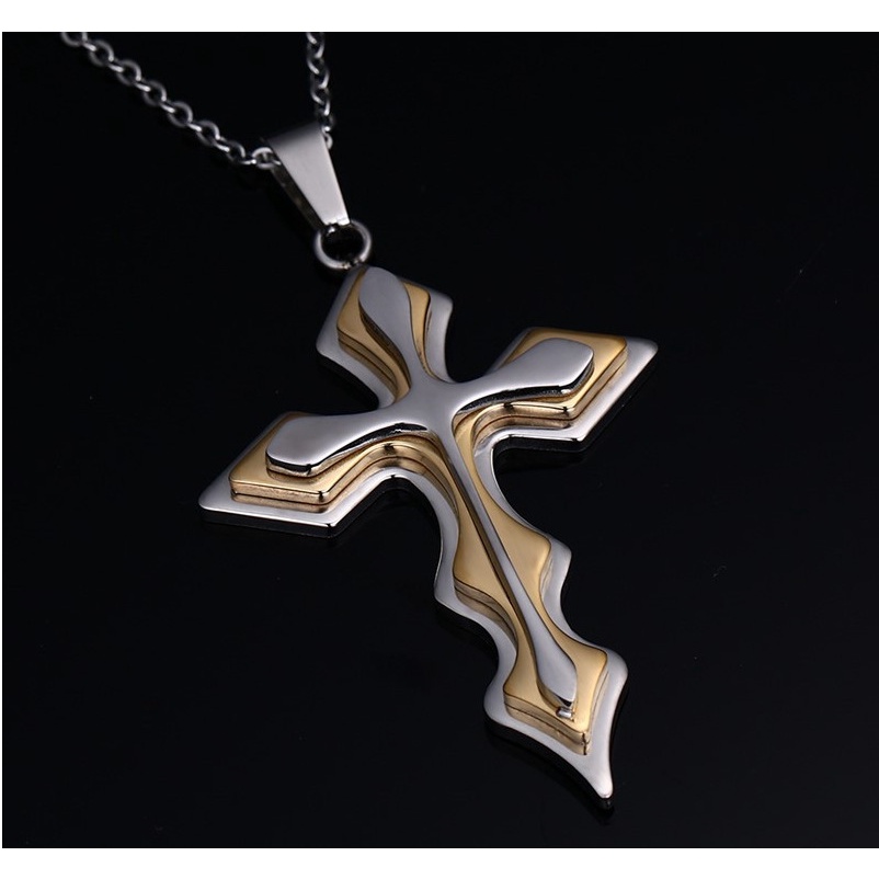 Men's Stainless Steel Multilayer Cross Pendant Necklace