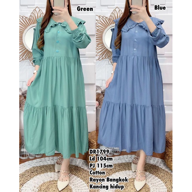 Dress Cotton Rayon Bangkok kancing hidup