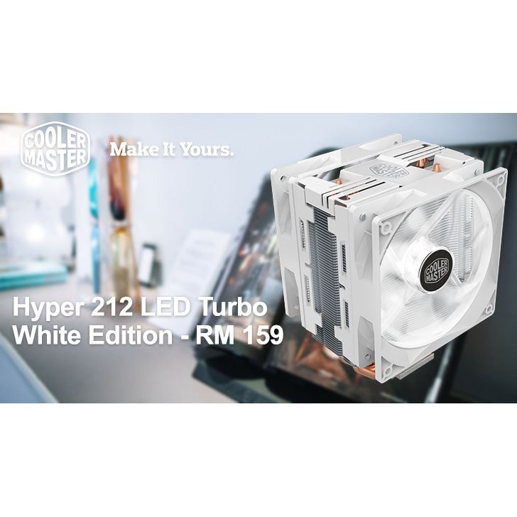 Fan Processor CoolerMaster Hyper 212 LED Turbo WHITE 120mm PWM Fans LEDs - PUTIH