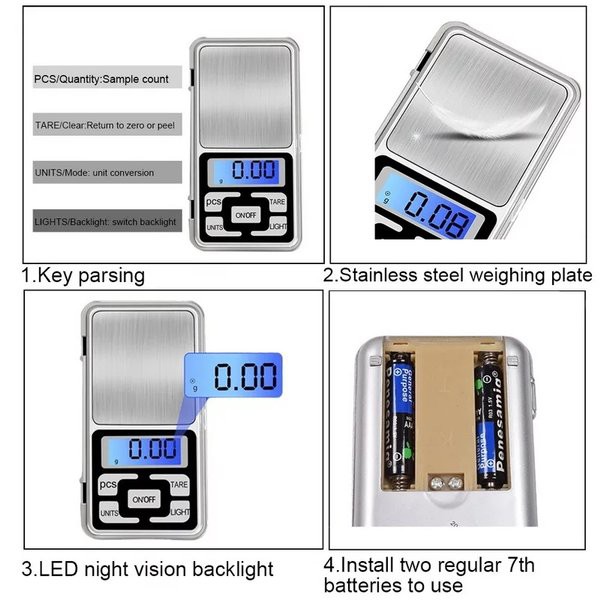 Pocket Scale 200gr Timbangan Digital Mini Emas Batu Akik Permata Akurasi 0.01gr