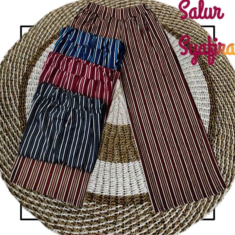 Celana Kulot Motif garis garis Crepe Wanita Panjang Big Size