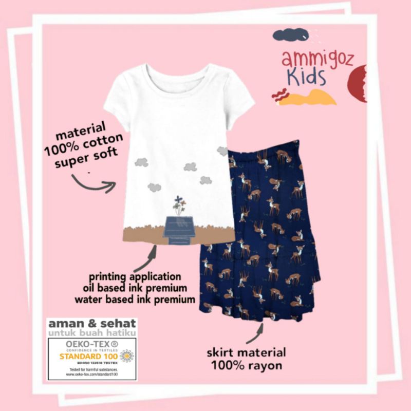 Ammigoz kids Girls Snoopy T-shirt and Skirt Set / Setelan Anak Perempuan Tshirt dan Rok Snoopy (4-14Y)-7