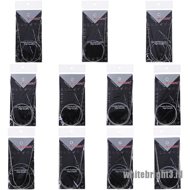 ❤White3 Warna Putih❤ 11pcs / set Jarum Jahit Rajut Dengan Bentuk Bulat Dan Bahan stainless Steel Ukuran 43 / 65 / 80cm