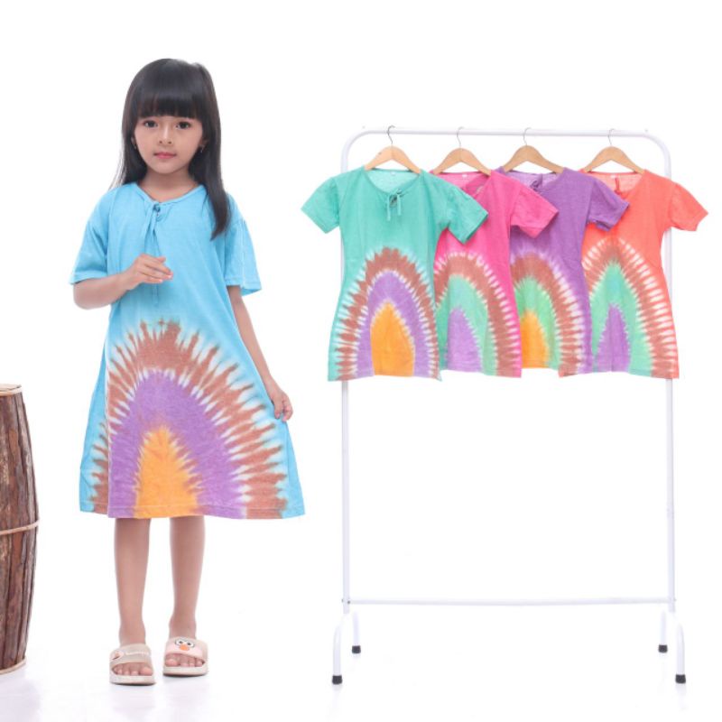 Daster Kaos Jumbo Busui Resleting Depan Tiedye Klok Jumputan Bumil Dress Wanita Kekinian Terbaru