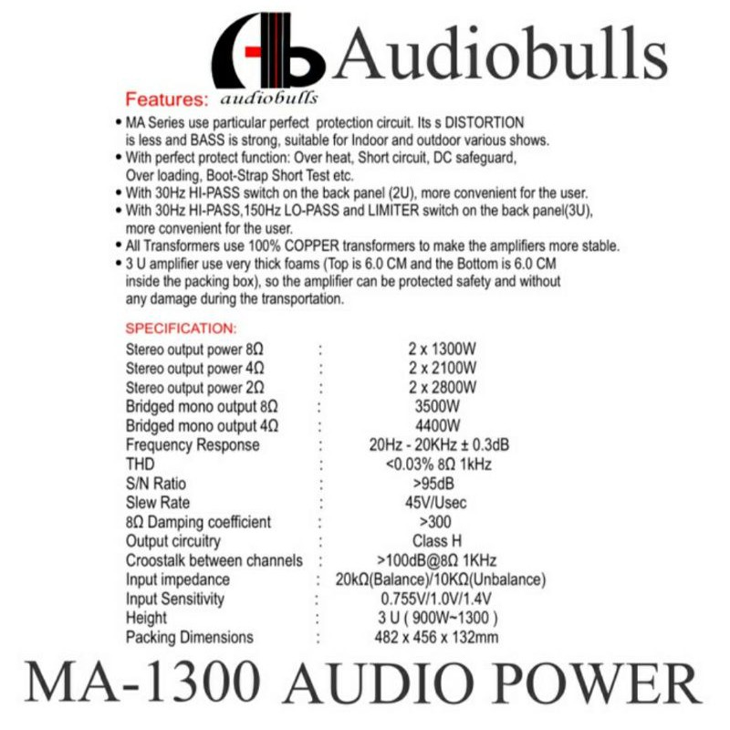 Power AB Audiobulls MA-1300 Power AB Audiobulls Premium Original