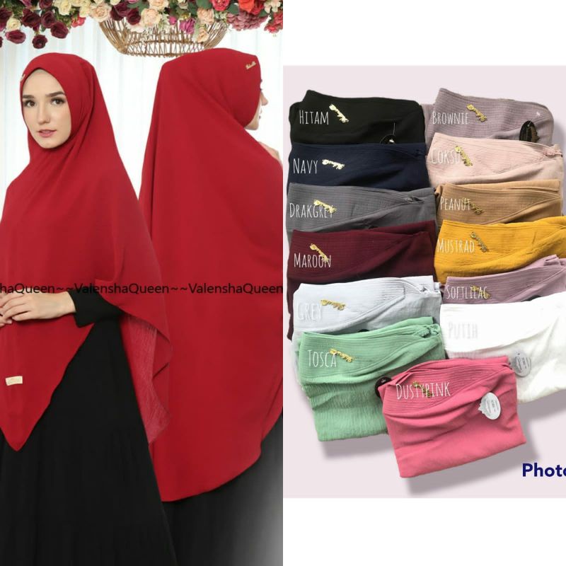 Khimar Carla size XL Original Valenshaqueen / Khimar Crinckle Tanpa Tali Ori Valenshaqueen Terlaris