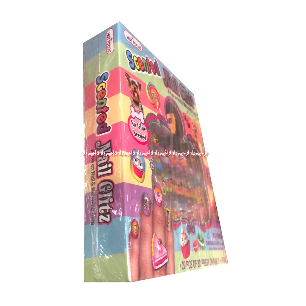 Hot Focus Scented Nail Glitz Hiasan Kuku Tempel 20pcs Hotfocus Hot fokus Hias Kuku Nails For Kids Hiasan Kuteks Kutek Anak Kuku Kuku