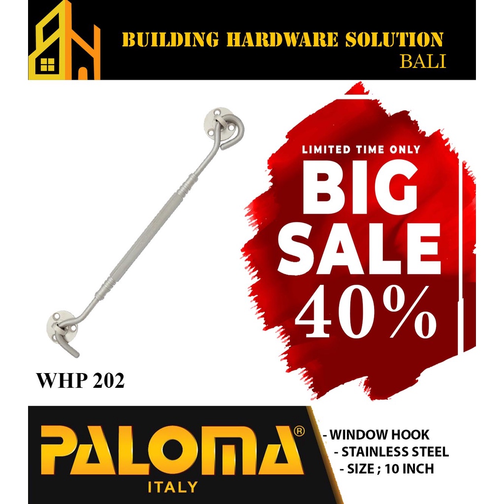 Paloma Window Hook STAINLESS 10" Hak Angin Penahan Jendela | WHP 202