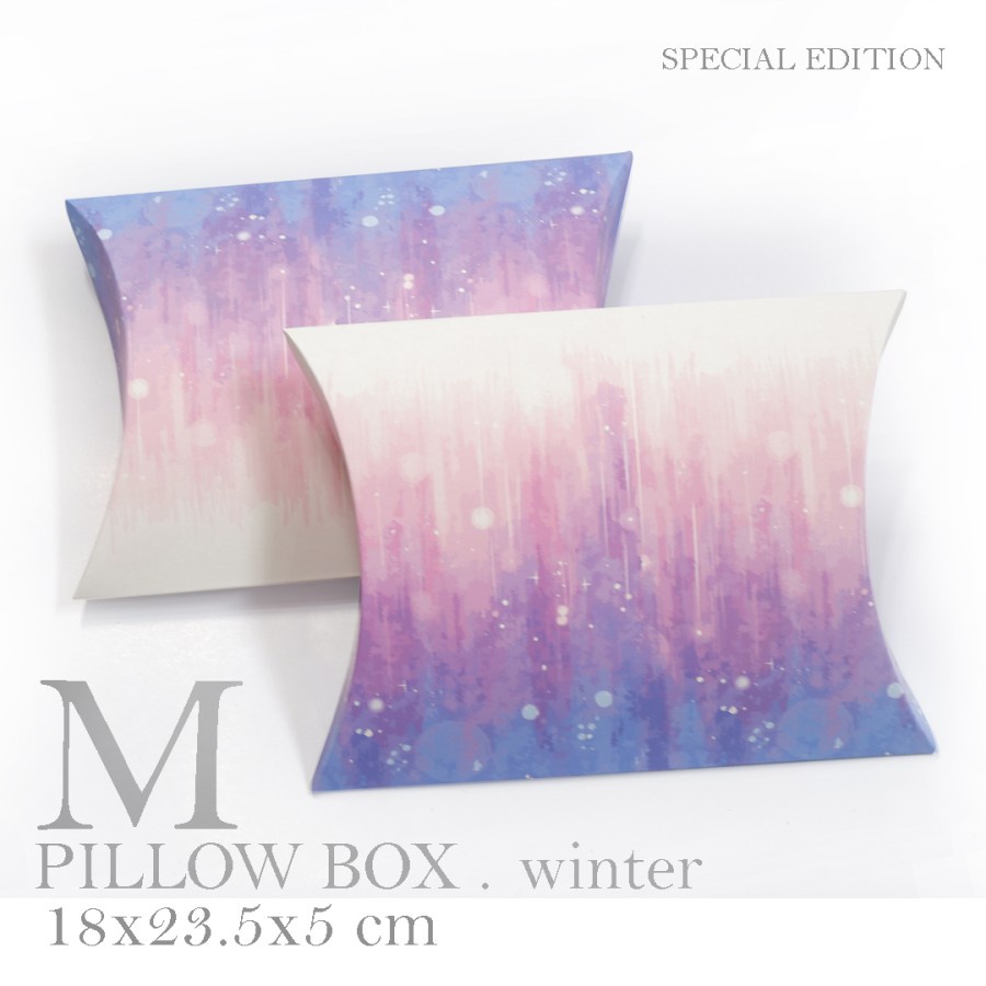 

kardus dus box pillow pack medium size spesial edition winter kemasan packaging hampers ukuran 18x23.5cm