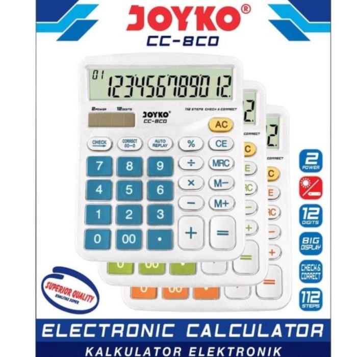 

JOYKO CC8 CO CHECK & CORRECT CALCULATOR - Kalkulator Meja Color CC 8CO