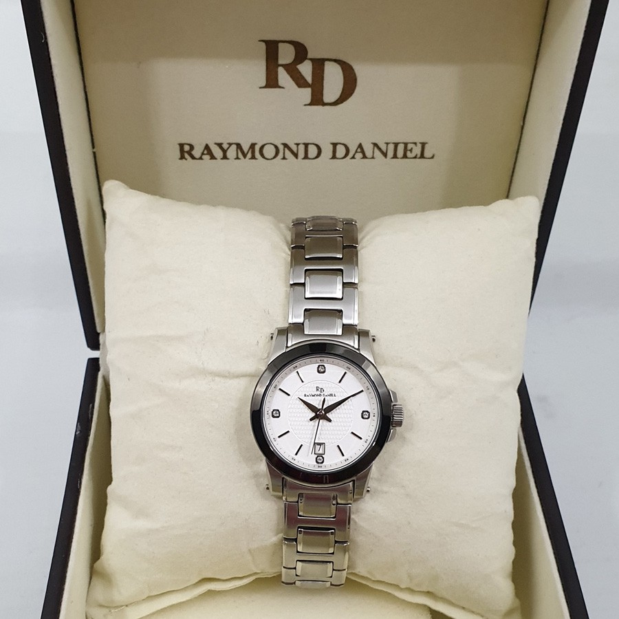 Raymond Daniel RD229D Silver Ring Hitam Plat Putih,Jam Tangan Wanita,Original