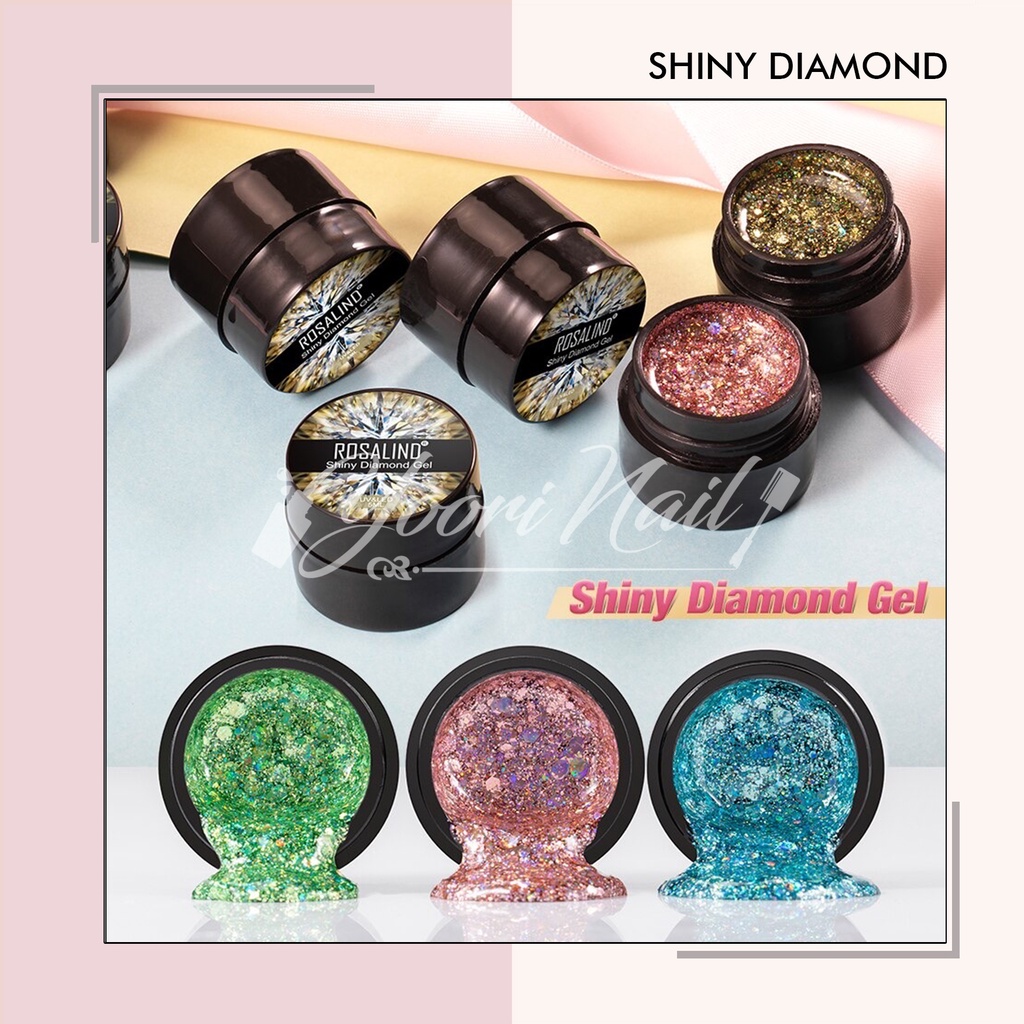 Rosalind shiny diamond gel shinny 5ml glitter pot gel rosalind kutek gel glitter nailart nail art