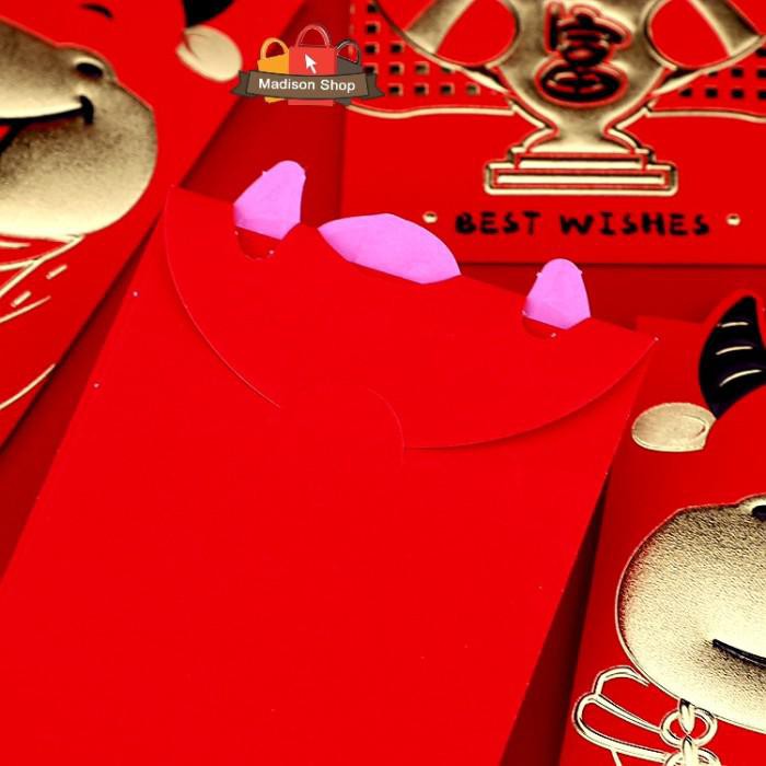 

HXT024 Angpao Imlek Merah Panjang isi 4 Ampao Imlek Kerbau Merah Emas