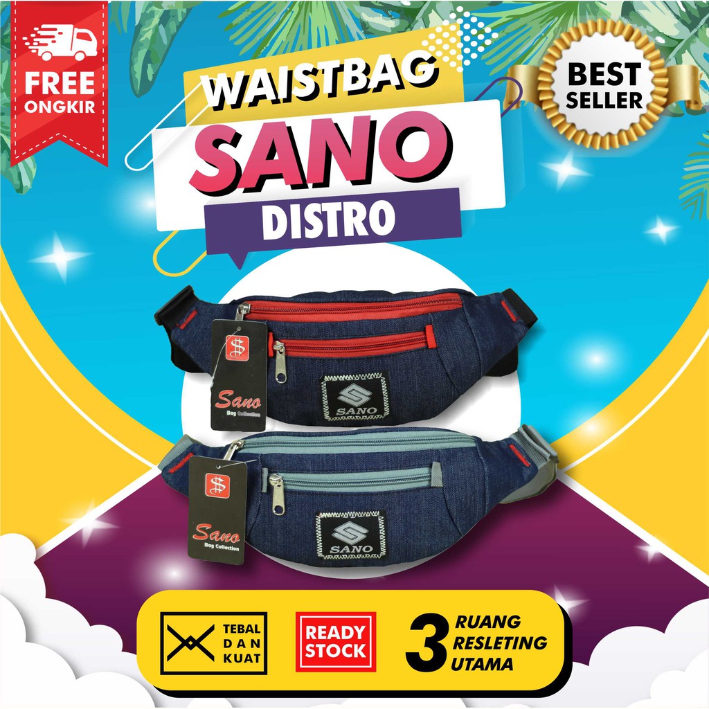 PROMO WAISTBAG Pria Keren Minimalis Tas Pinggang Distro Cowok Simple Kekinian Hangout Bagus Kece