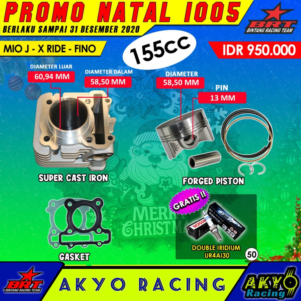 Promo 1005 Paket Bore Up Brt Mio J X Ride Fino Blok Piston 58 5mm 150cc Shopee Indonesia