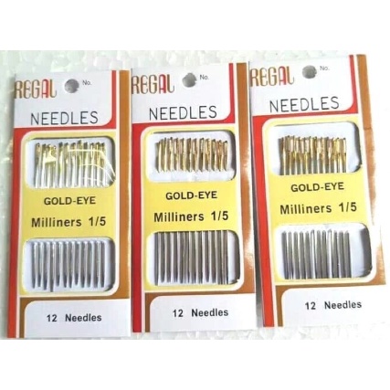 (Isi 16pcs) Jarum jahit tangan Regal Gold Eye Milliners 3/9