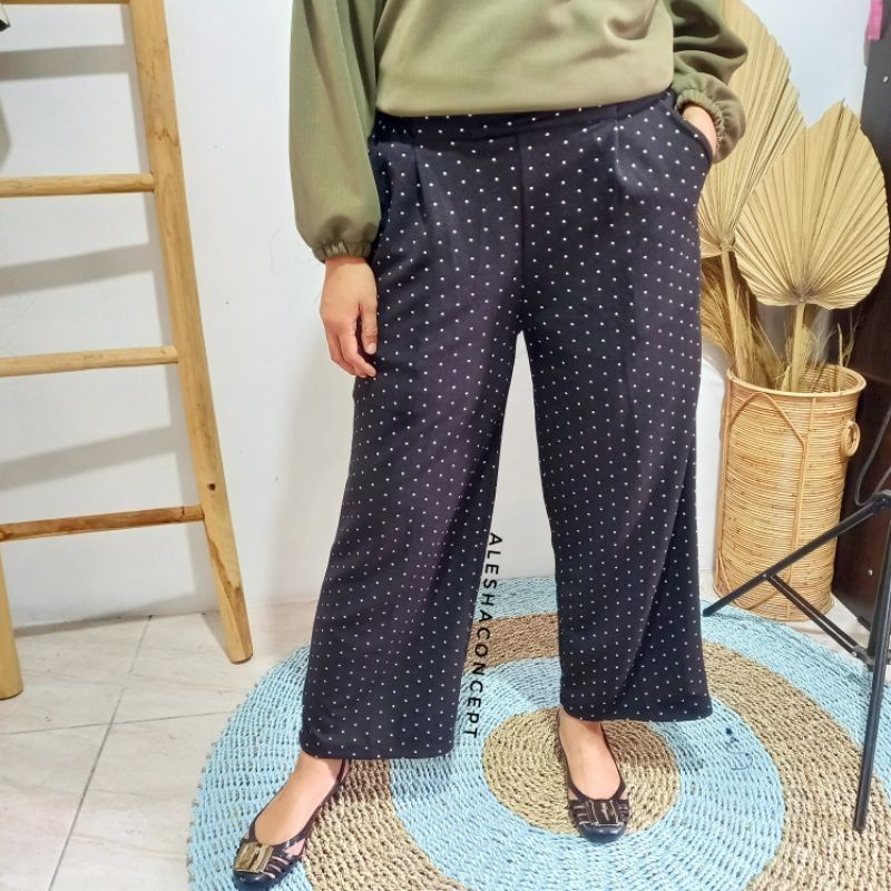 celana polkadot bahan spandek crepe berkwalitas/celana kekinian kulot