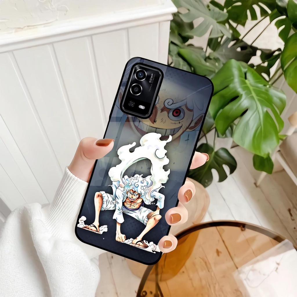 Case Kilau Oppo A74 | A95 | Casing Hp Glossy | Pelindung Smartphone | Motif Anime One Piece Luffy